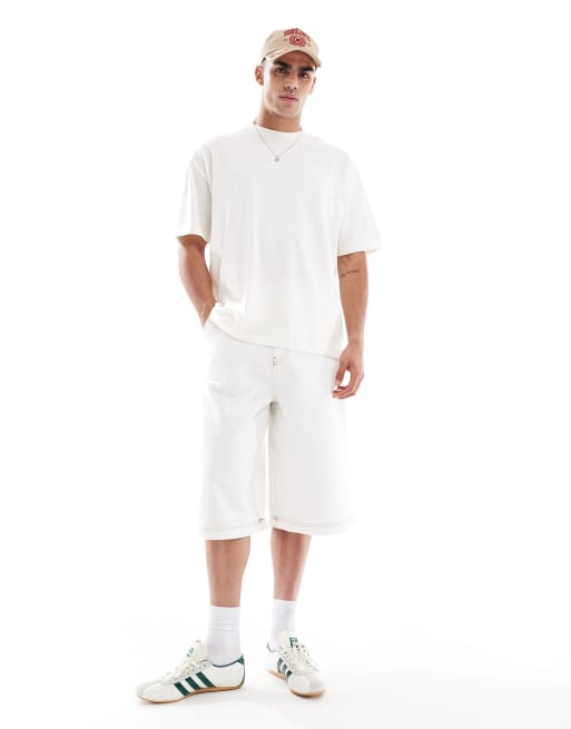 ASOS DESIGN Essentials 2 pack oversized t-shirts in dark green and cream , 4 of 4