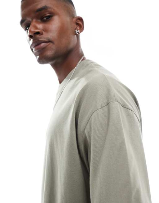 ASOS DESIGN Essentials 2 pack oversized t-shirts in grey and khaki , 2 of 4