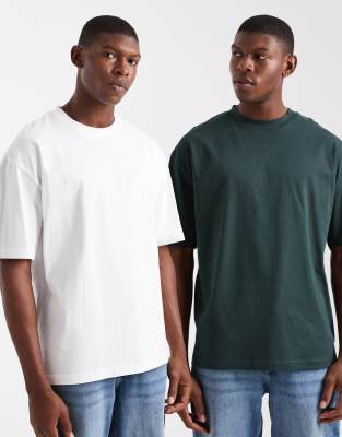 Asos Design Essentials 2-pack Oversized T-shirts In Multi