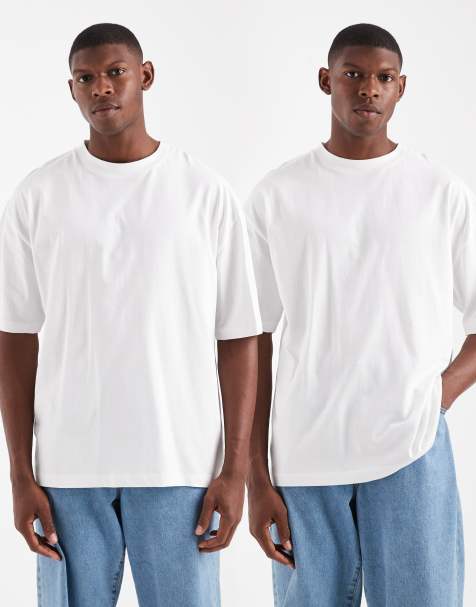 ASOS DESIGN essentials 2 pack oversized T-shirts in white - view 1