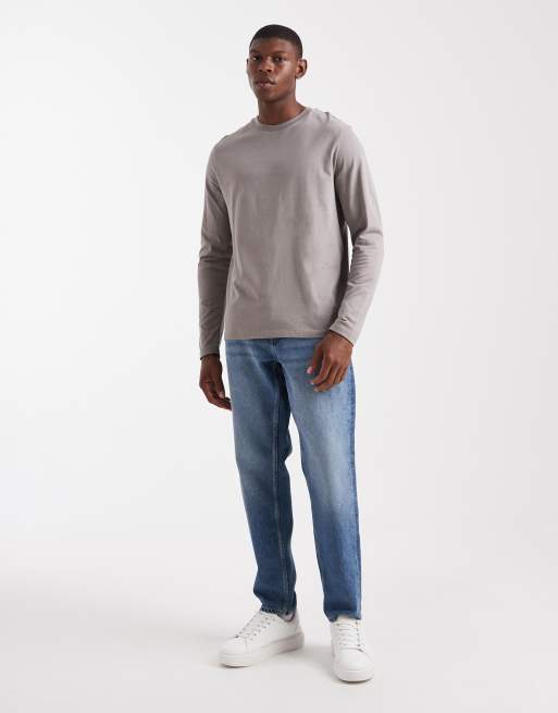 ASOS DESIGN Essentials 2 pack regular fit long sleeve T-shirts in stone and white , 2 of 5
