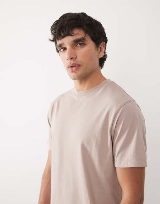 ASOS DESIGN Essentials 2 pack regular fit t-shirt in stone and khaki, 3 of 5