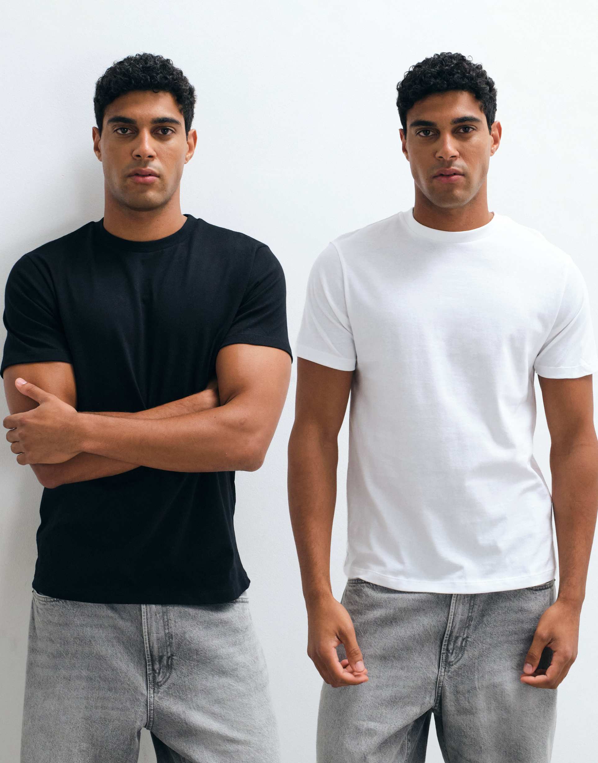 ASOS DESIGN Essentials 2 pack regular fit T-shirts in black and white