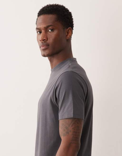 ASOS DESIGN Essentials 2 pack regular fit T-shirts in charcoal and cream, 4 of 5