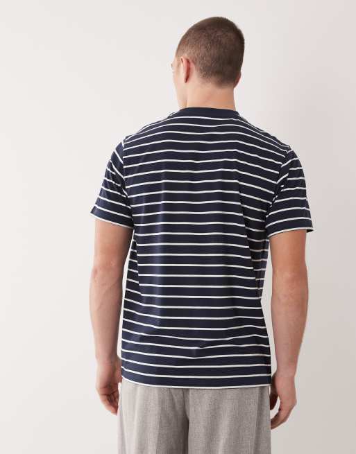 ASOS DESIGN Essentials 2 pack regular fit t-shirts in white and navy stripe, 3 of 5