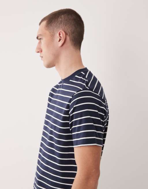 ASOS DESIGN Essentials 2 pack regular fit t-shirts in white and navy stripe, 4 of 5