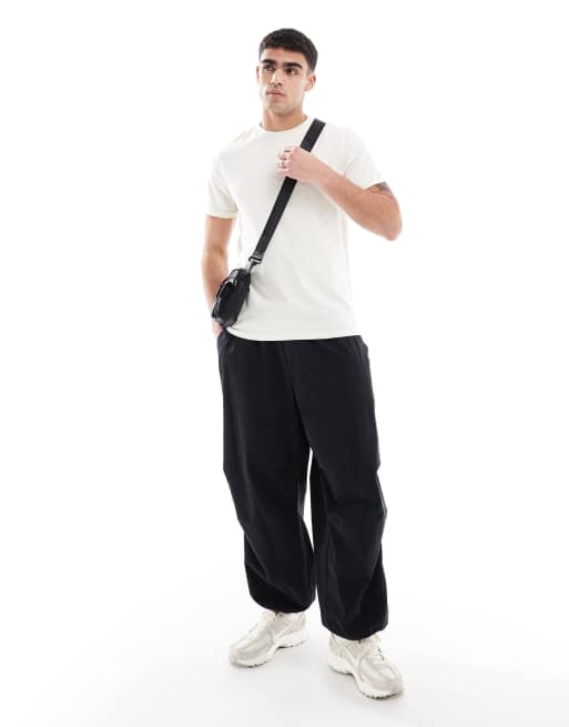 ASOS DESIGN essentials 2 pack regular fit T-shirts with roll sleeve in charcoal and cream  , 4 of 4