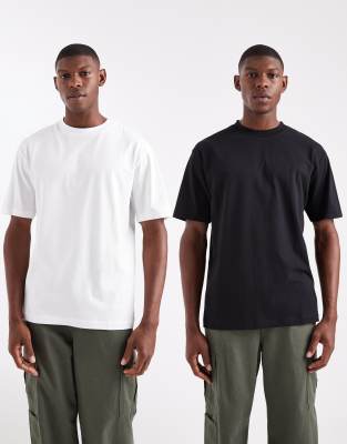 Asos Design Essentials 2-pack Relaxed Crew Neck T-shirts In Multi