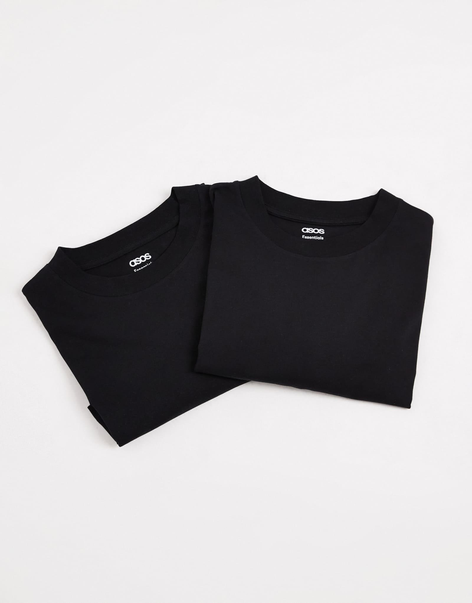 ASOS DESIGN essentials - 2 комплекта черных футболок с круглым вырезом в непринужденной манере