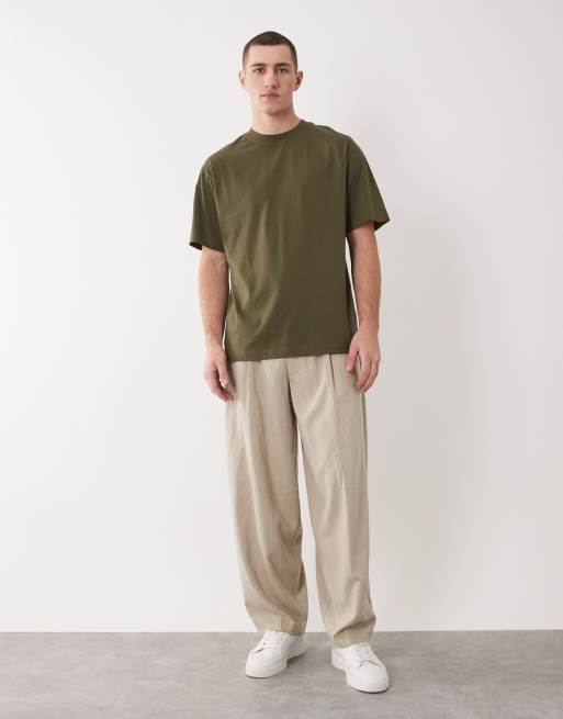 ASOS DESIGN Essentials 2 pack relaxed t-shirts in black and khaki green, 2 of 5