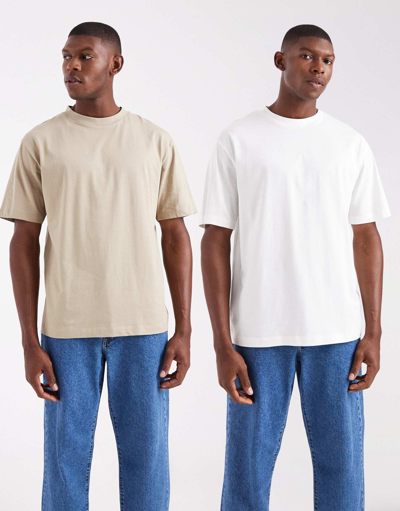 ASOS DESIGN Essentials - 2 комплекта непринужденных футболок белого и бежевого цветов