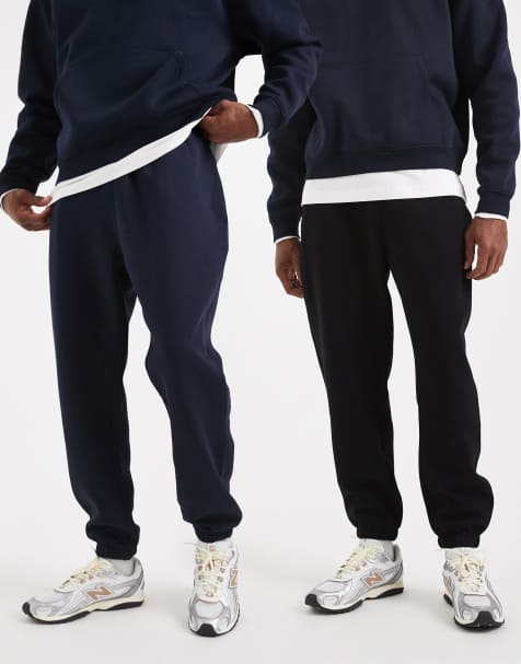 ASOS DESIGN essentials 2 pack tapered jogger in black and navy