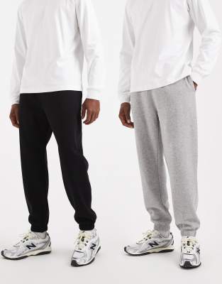 Asos Design Essentials 2 Pack Tapered Sweatpants In Multi