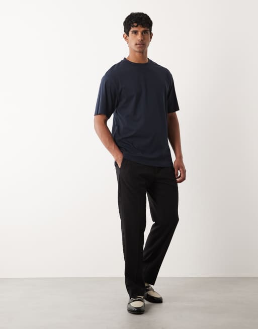 ASOS DESIGN – Essentials – 2er-Pack Relaxed-Fit-T-Shirts in Schwarz und Marineblau, 2 von 5