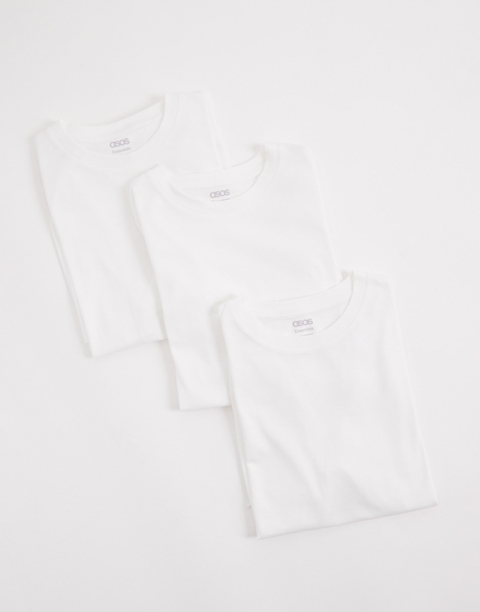 ASOS DESIGN essentials, 3 упаковки белых футболок с круглым вырезом горловины