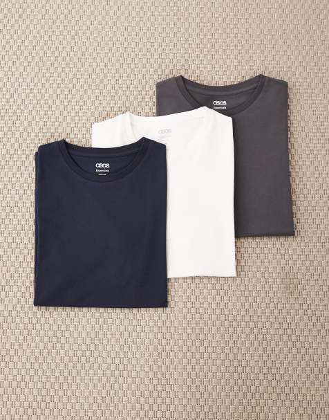 ASOS DESIGN Essentials 3 pack muscle fit t-shirts in multi - view 1