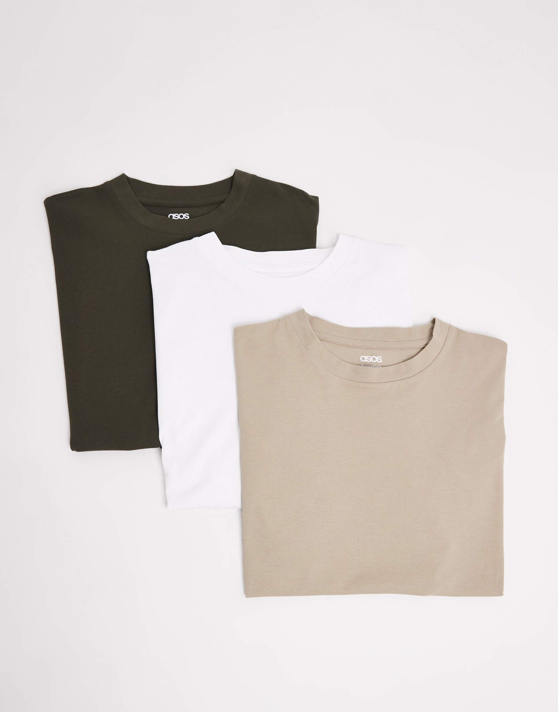 ASOS DESIGN Essentials 3-pack oversized T-shirts in white, beige and khaki