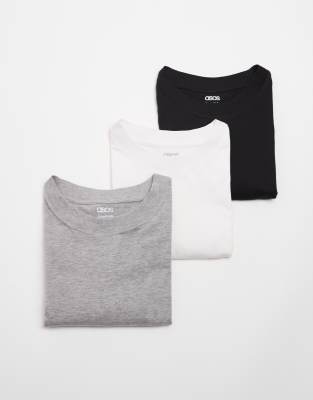 Asos Design Essentials 3 Pack Relaxed T-shirts In Multi