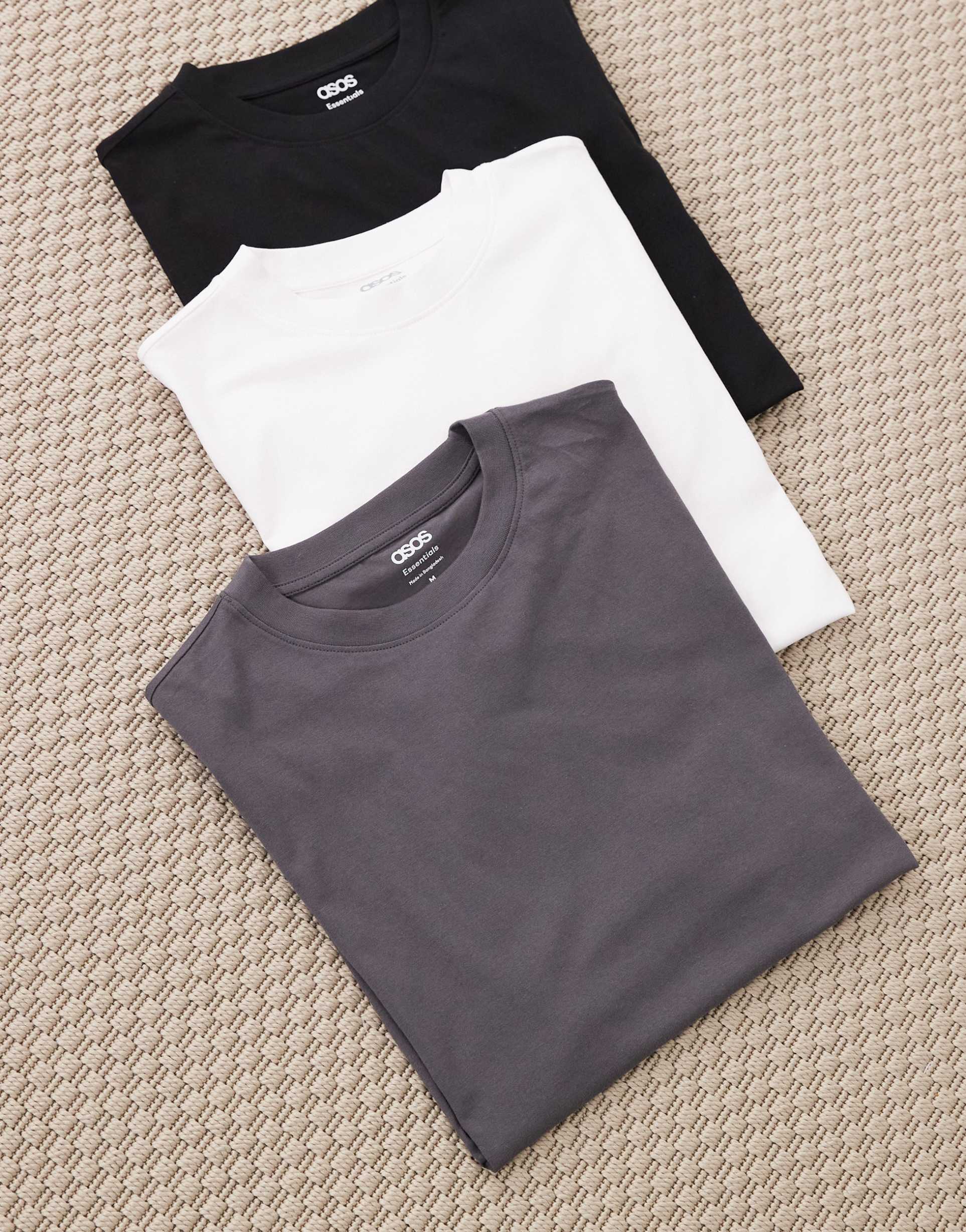 ASOS DESIGN Essentials 3 pack relaxed T-shirts in multi