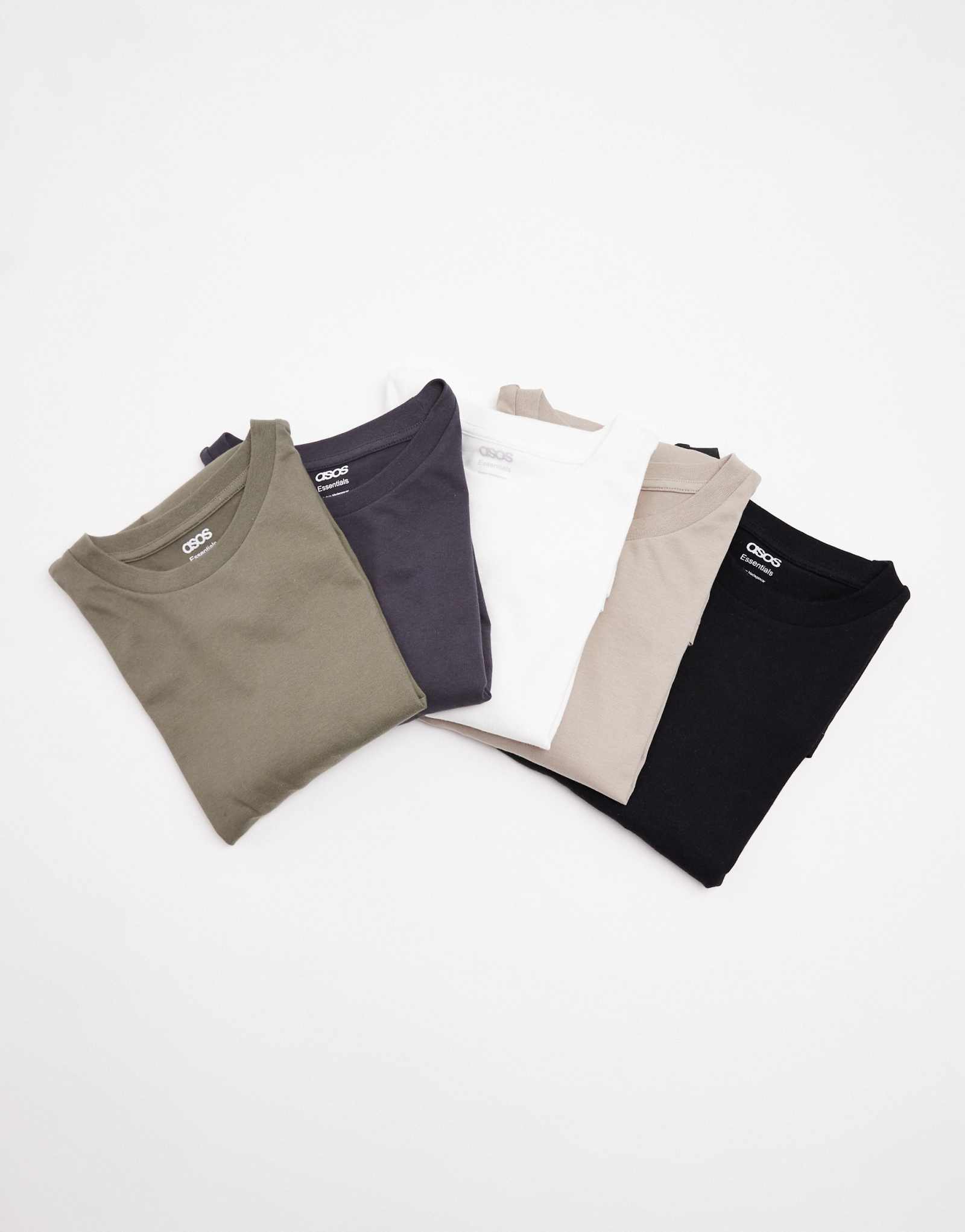 ASOS DESIGN essentials - 5 упаковок футболок с круглым вырезом из нескольких