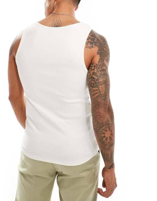 ASOS DESIGN essentials 5 pack muscle fit vests in multi rib , 3 of 4