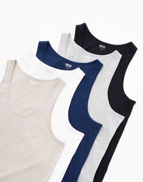 ASOS DESIGN essentials 5 pack vests in multiple colours   - view 1