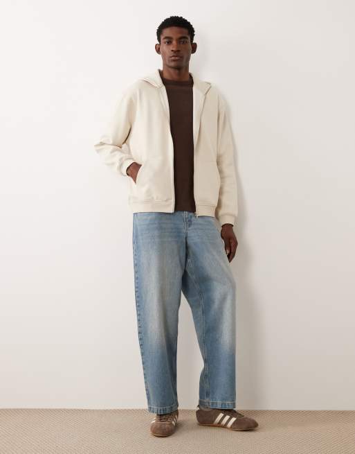 ASOS DESIGN - Essentials - Afslappet råhvid hættetrøje med lynlås, 2 af 5