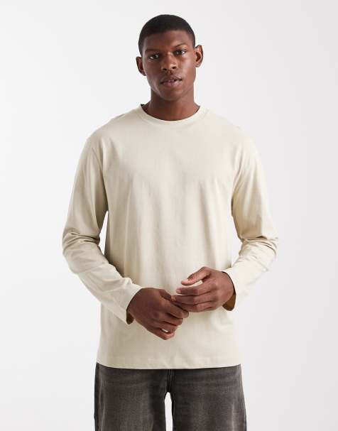 ASOS DESIGN - Essentials - Beige afslappet T-shirt med lange ærmer - view 1