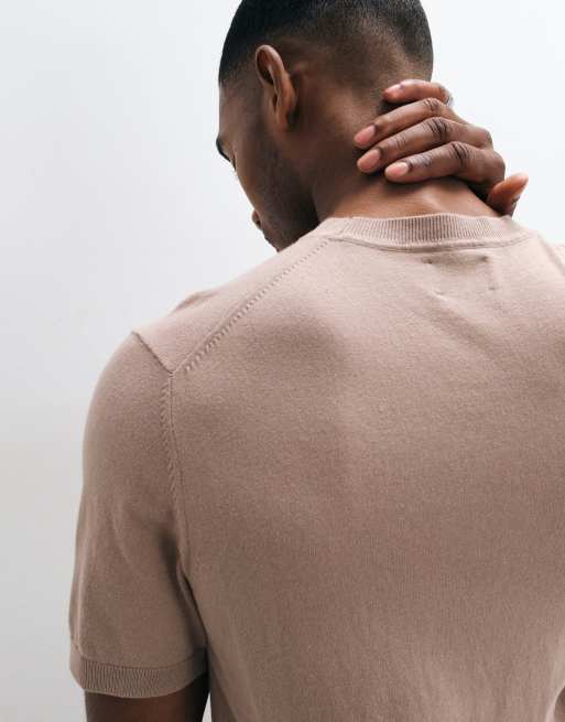 ASOS DESIGN - Essentials - Beige afslappet T-shirt med rund hals i fin strik, 2 af 5