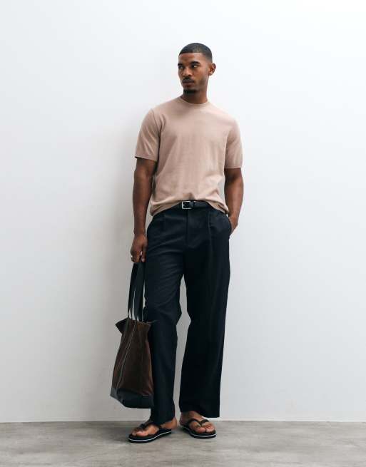 ASOS DESIGN - Essentials - Beige afslappet T-shirt med rund hals i fin strik, 3 af 5