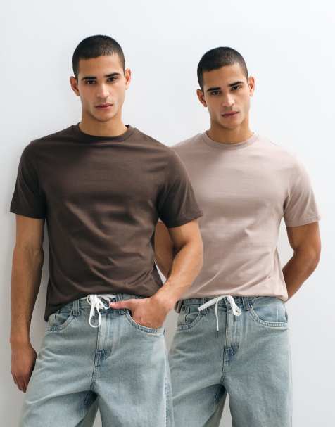 ASOS DESIGN – Essentials – Beige och brun t-shirt i regular fit, 2-pack - view 1