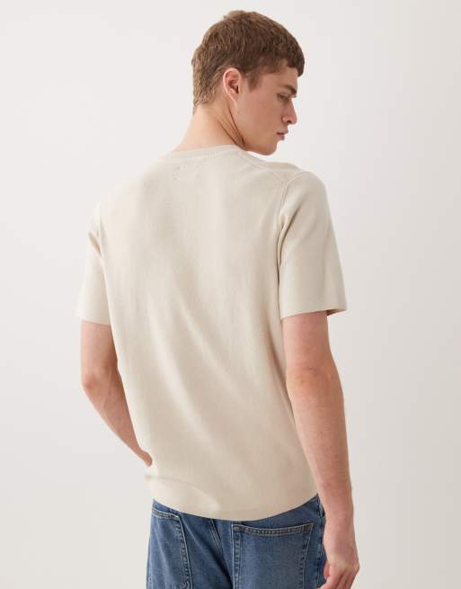 ASOS DESIGN - Essentials - Beige overdel i fin ribstrik med rund hals, 3 af 5