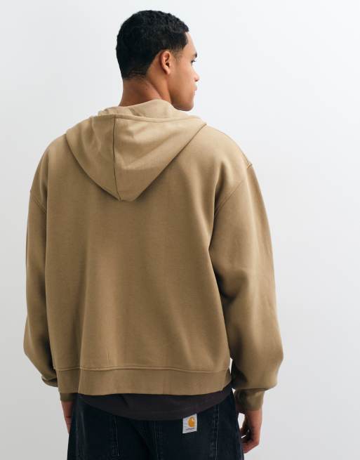 ASOS DESIGN essentials boxy oversized hoodie with inseam pockets in brown , 5 of 9