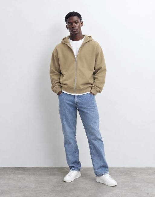 ASOS DESIGN essentials boxy oversized hoodie with inseam pockets in brown , 9 of 9