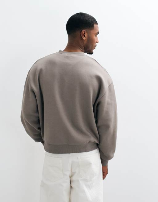 ASOS DESIGN essentials boxy oversized sweatshirt with henley neck in charcoal - CHARCOAL, 2 of 5