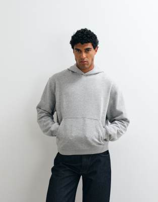 Asos Design Essentials Boxy Relaxed Hoodie In Gray