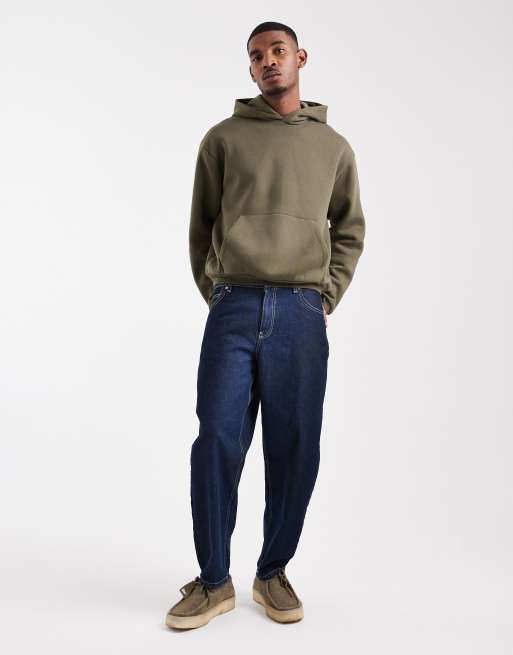 ASOS DESIGN essentials boxy relaxed hoodie in green, 2 of 5