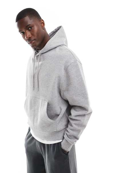 ASOS DESIGN essentials boxy relaxed hoodie in grey marl - view 1