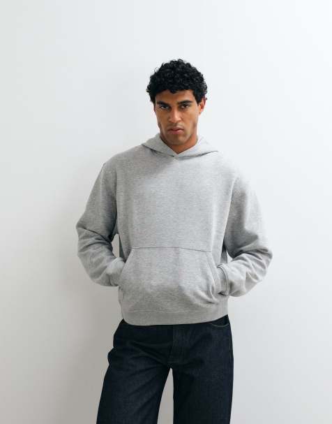 ASOS DESIGN essentials boxy relaxed hoodie in grey marl - view 1