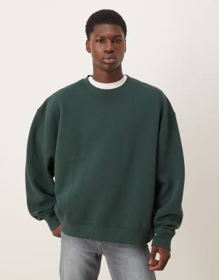 Asos Design Essentials Boxy Relaxed Sweatshirt In Green