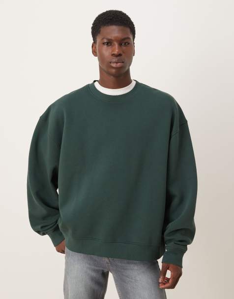 ASOS DESIGN essentials boxy relaxed sweatshirt in dark green - view 1