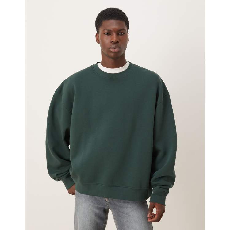 ASOS DESIGN essentials boxy relaxed sweatshirt in dark green