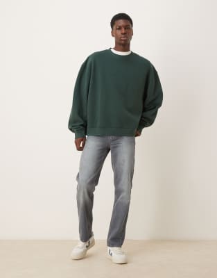 Asos Design Essentials Boxy Relaxed Sweatshirt In Green