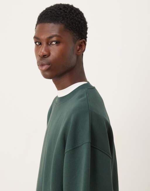 ASOS DESIGN essentials boxy relaxed sweatshirt in dark green, 4 of 5