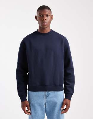 Asos Design Essentials Boxy Relaxed Sweatshirt In Blue