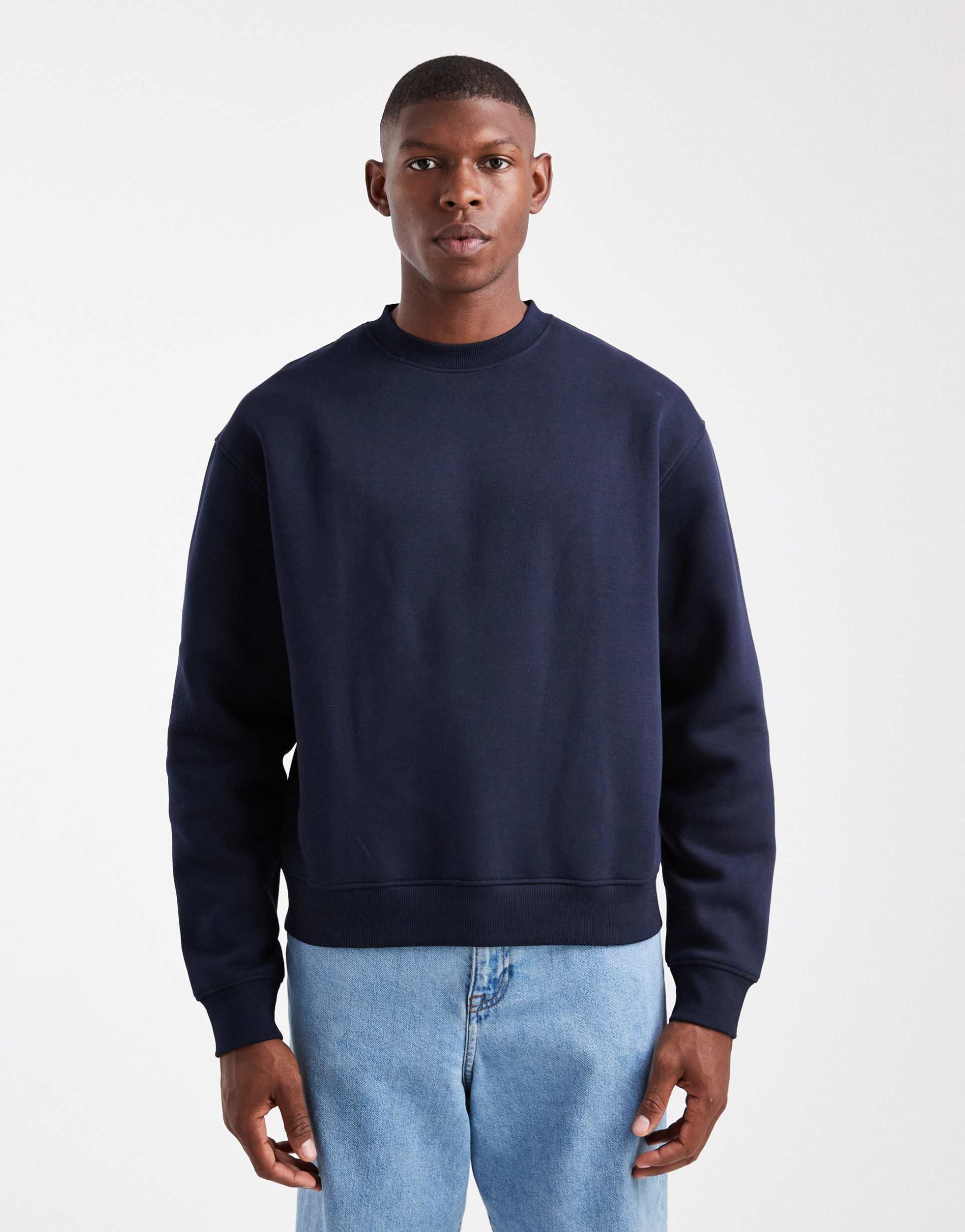 ASOS DESIGN essentials boxy relaxed sweatshirt in navy