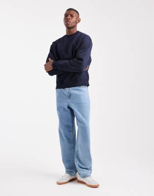 Asos Design Essentials Boxy Relaxed Sweatshirt In Blue