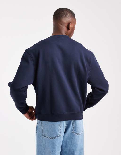 ASOS DESIGN essentials boxy relaxed sweatshirt in navy, 5 of 5