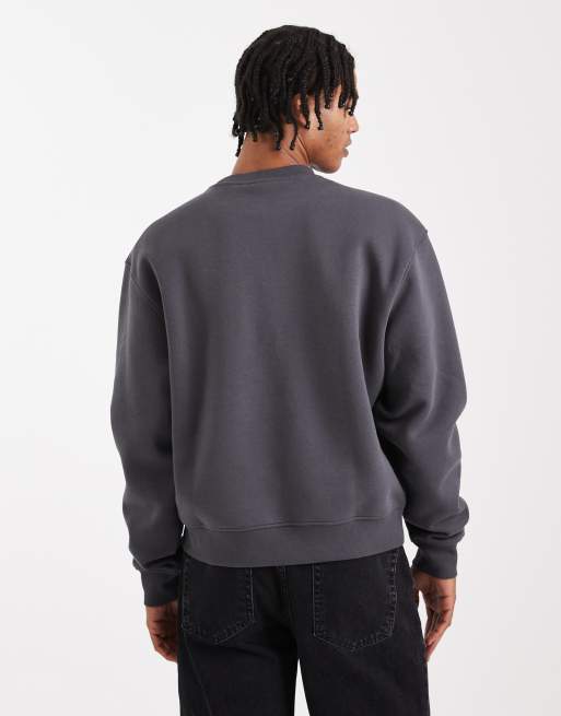 ASOS DESIGN essentials boxy relaxed sweatshirt in washed black, 3 of 5