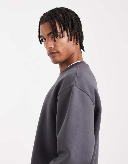 ASOS DESIGN essentials boxy relaxed sweatshirt in washed black, 4 of 5